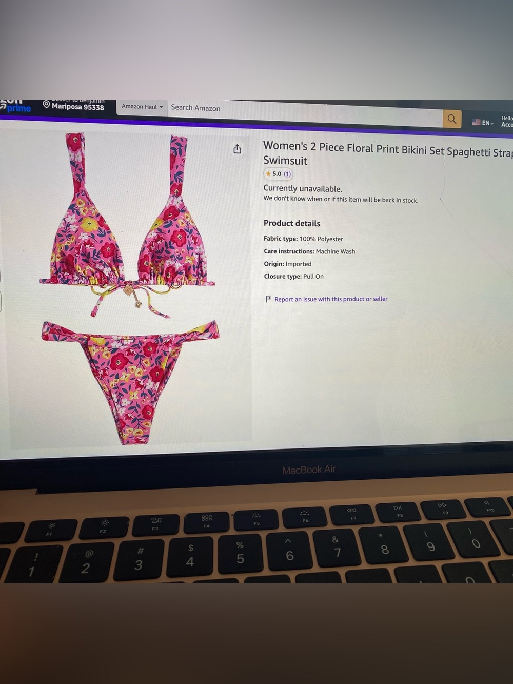 Mariposa Pink Floral Bikini Set with Multicolor Flowers
